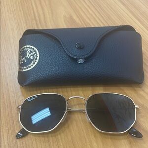 Ray-Ban Gold and Black Sunglasses with Case